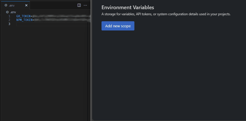 Copying and pasting key-value pair from an existing .env file