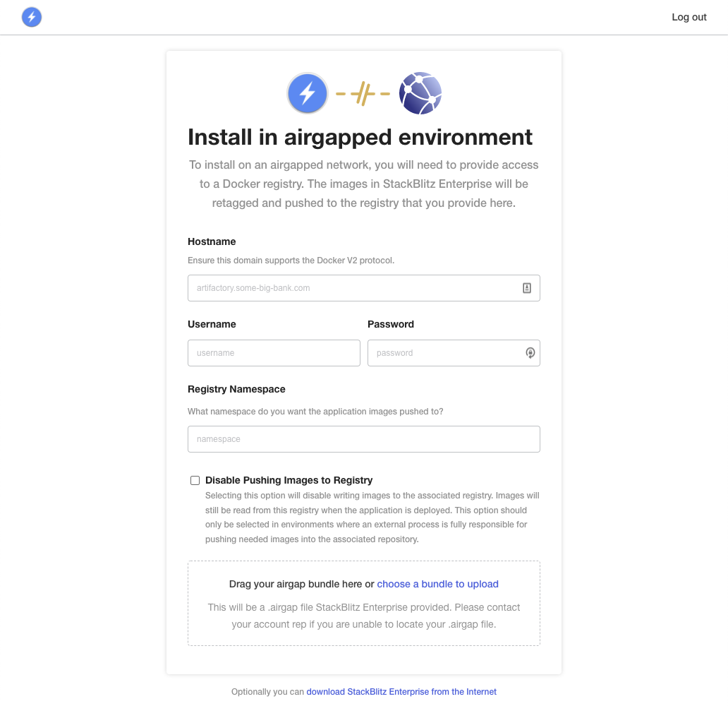 Air Gap Registry Config