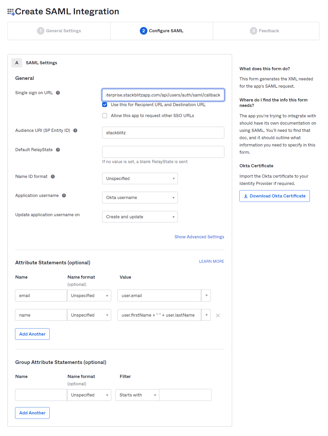 Configure SAML Integration in Okta