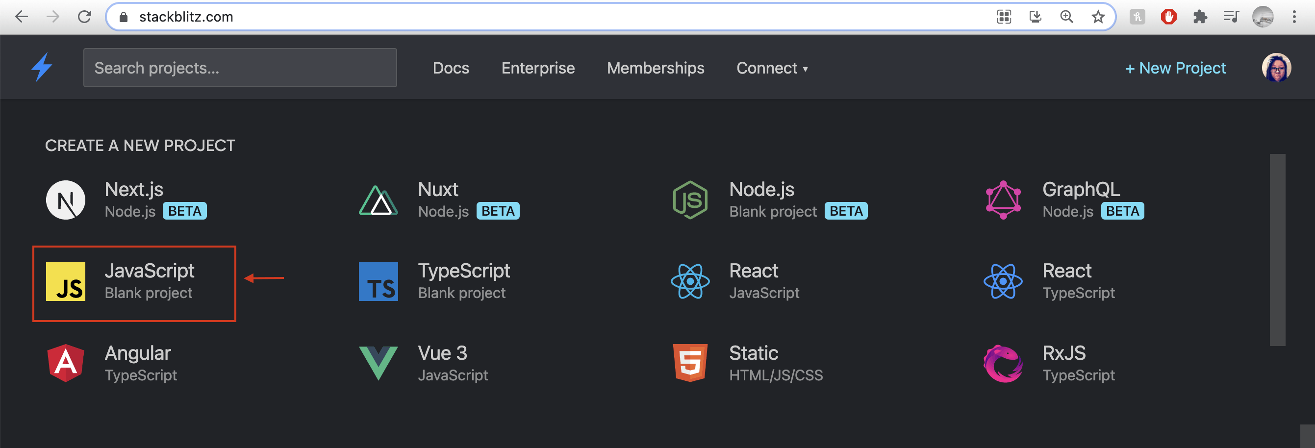 Dashboard for JavaScript Blank Project